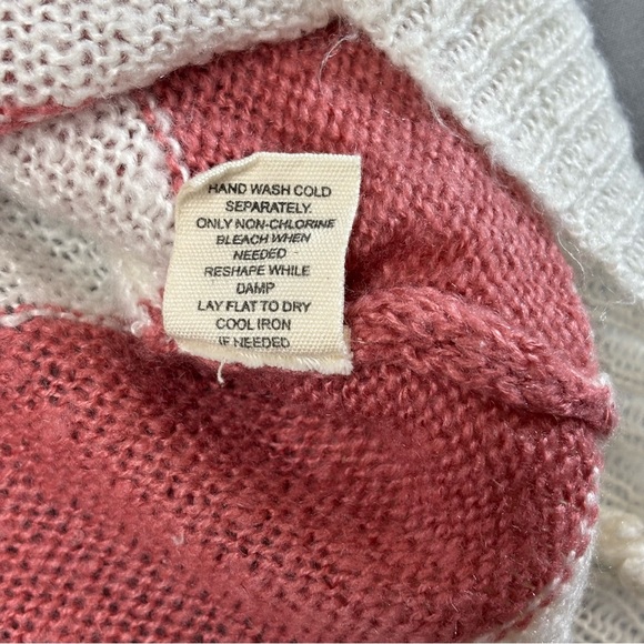 No Comment Crop Striped Pink Cream Sweater Women's Plus 3X Distressed Thrashed - Picture 6 of 9